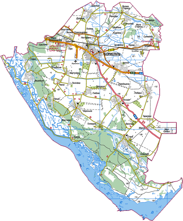 Карта бориспільського району